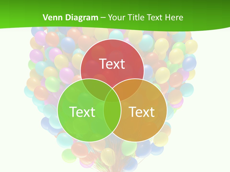 A Bunch Of Balloons In The Air With A Green Background PowerPoint Template