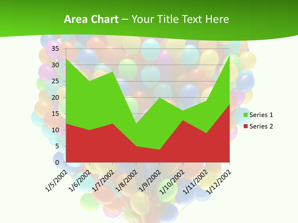 A Bunch Of Balloons In The Air With A Green Background PowerPoint Template