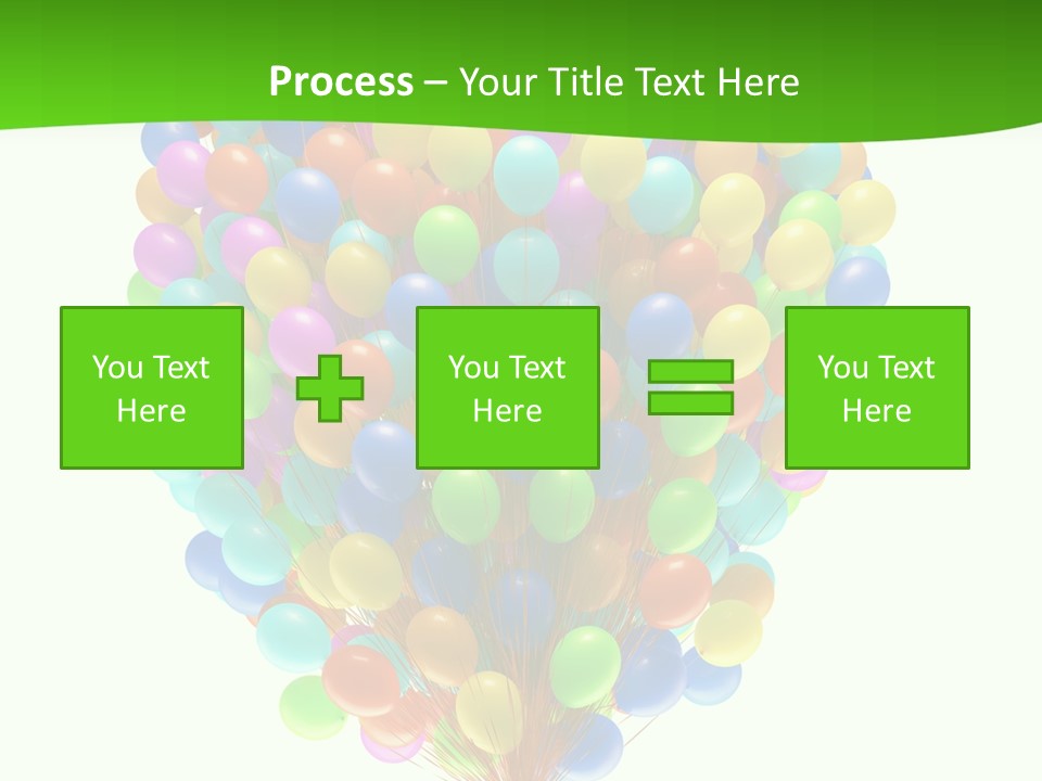 A Bunch Of Balloons In The Air With A Green Background PowerPoint Template