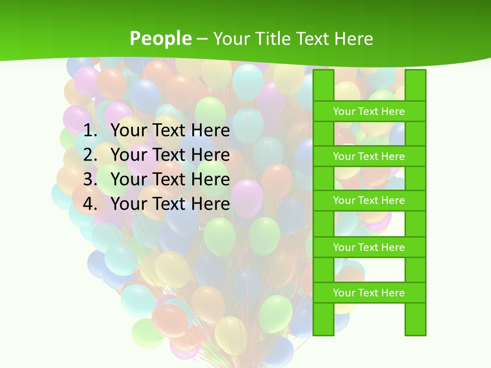 A Bunch Of Balloons In The Air With A Green Background PowerPoint Template