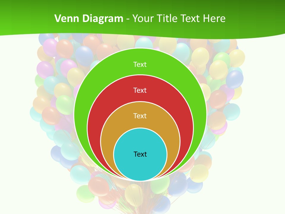 A Bunch Of Balloons In The Air With A Green Background PowerPoint Template