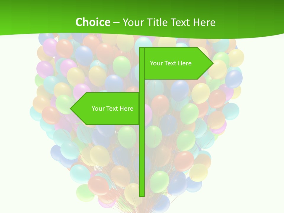A Bunch Of Balloons In The Air With A Green Background PowerPoint Template
