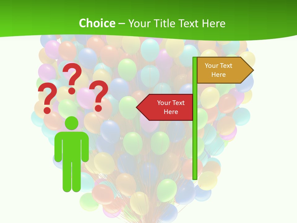 A Bunch Of Balloons In The Air With A Green Background PowerPoint Template