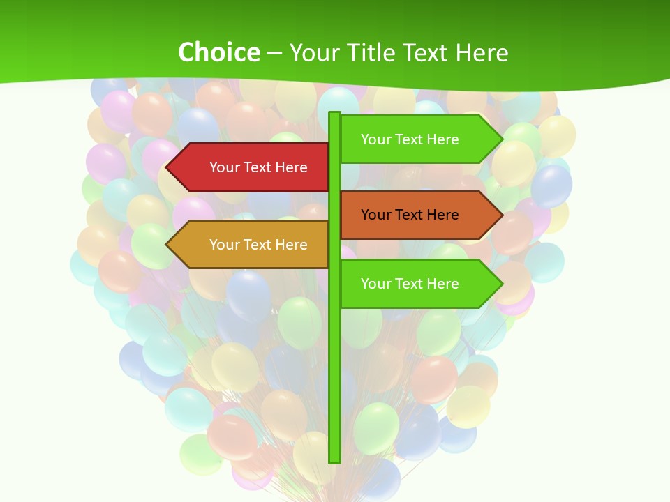 A Bunch Of Balloons In The Air With A Green Background PowerPoint Template