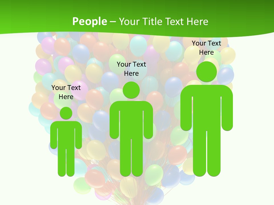 A Bunch Of Balloons In The Air With A Green Background PowerPoint Template