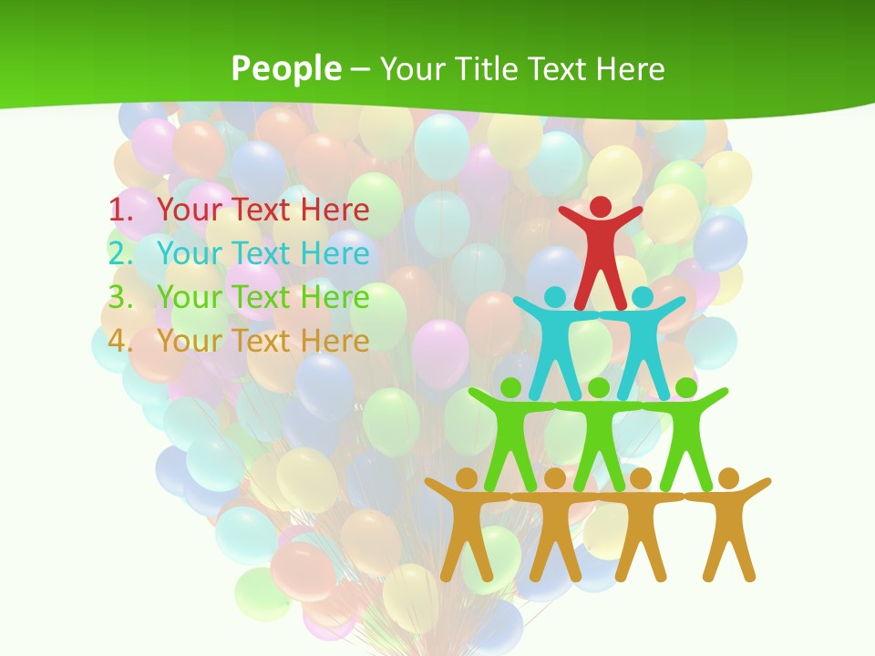 A Bunch Of Balloons In The Air With A Green Background PowerPoint Template