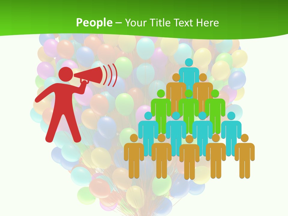 A Bunch Of Balloons In The Air With A Green Background PowerPoint Template