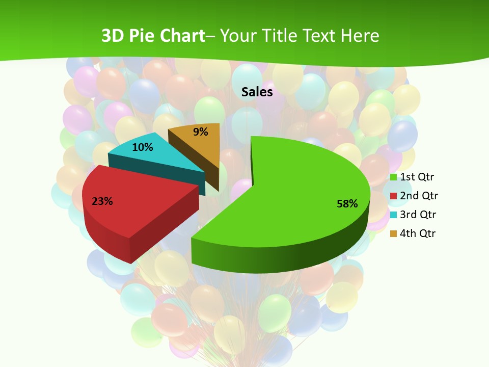 A Bunch Of Balloons In The Air With A Green Background PowerPoint Template