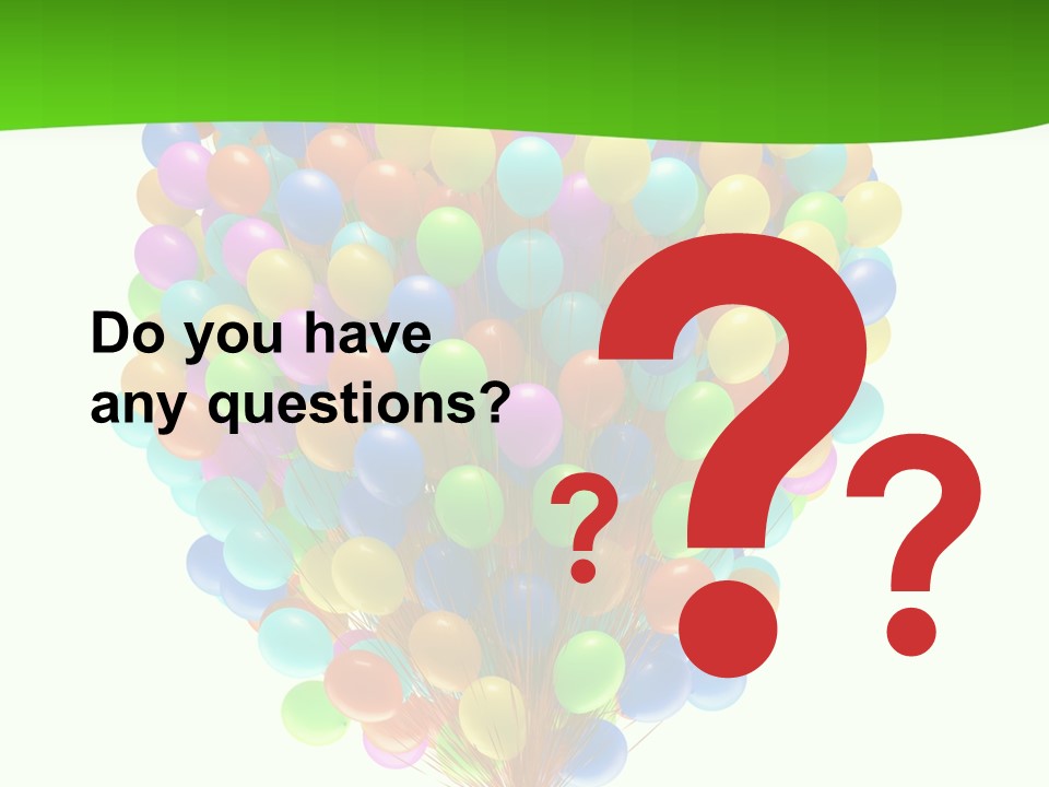 A Bunch Of Balloons In The Air With A Green Background PowerPoint Template