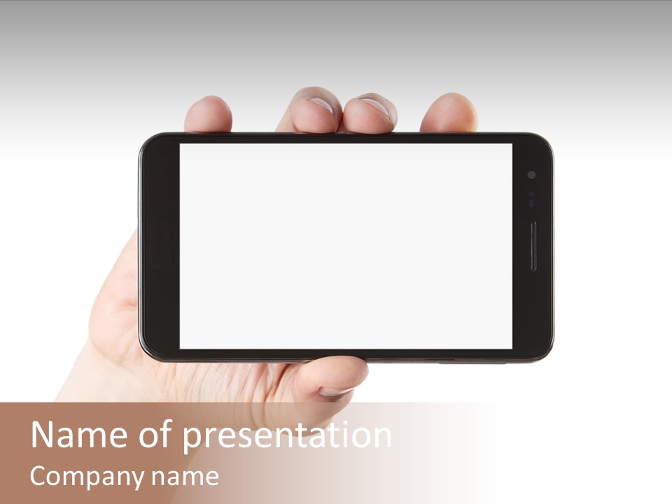 A Person Holding A Cell Phone With A White Screen PowerPoint Template