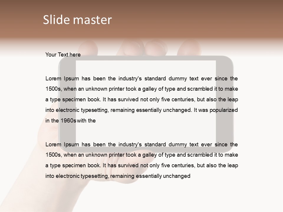 A Person Holding A Cell Phone With A White Screen PowerPoint Template