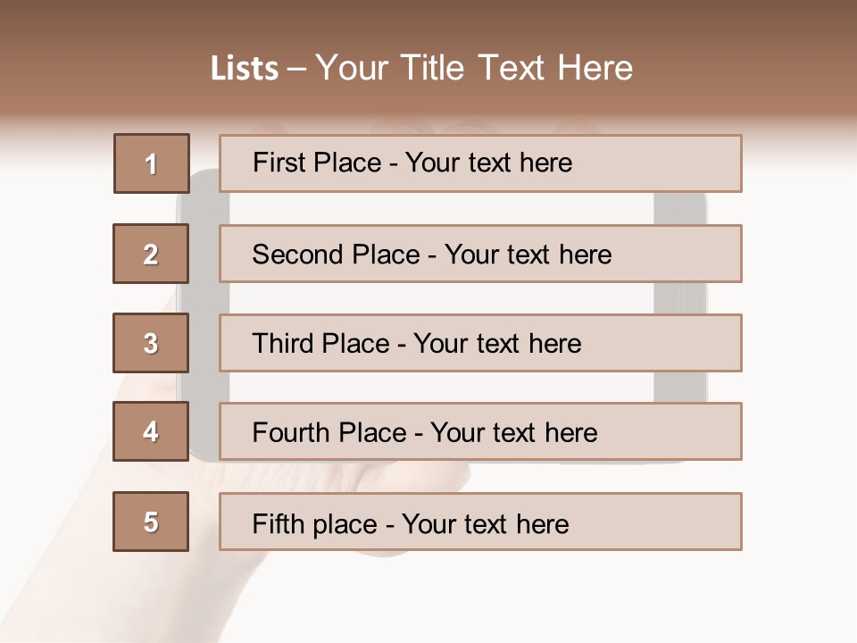 A Person Holding A Cell Phone With A White Screen PowerPoint Template