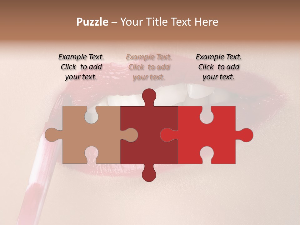 A Woman's Lips With A Lipstick Brush In Her Mouth PowerPoint Template