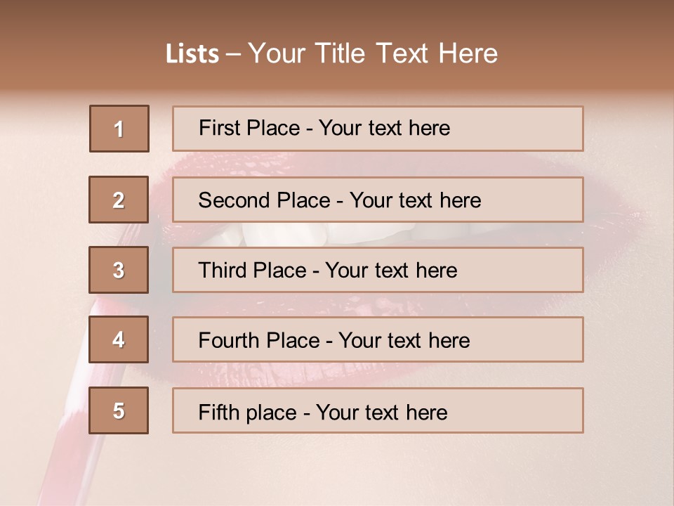 A Woman's Lips With A Lipstick Brush In Her Mouth PowerPoint Template