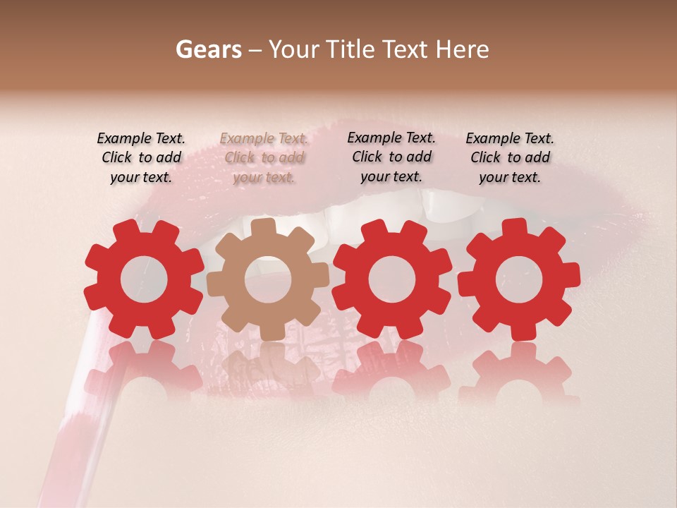 A Woman's Lips With A Lipstick Brush In Her Mouth PowerPoint Template