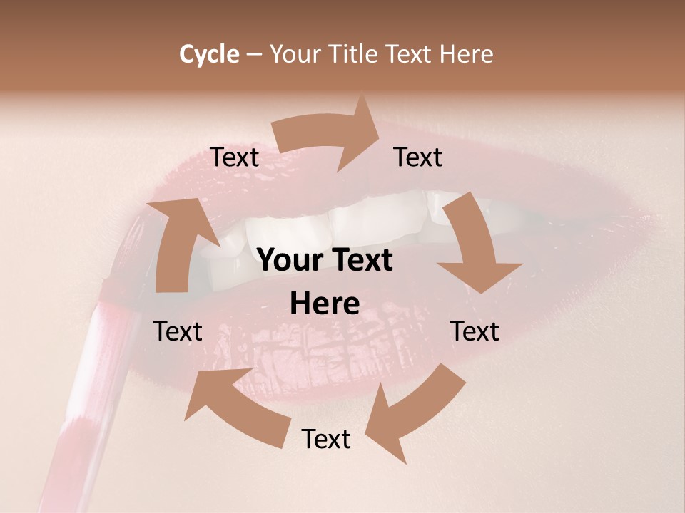 A Woman's Lips With A Lipstick Brush In Her Mouth PowerPoint Template