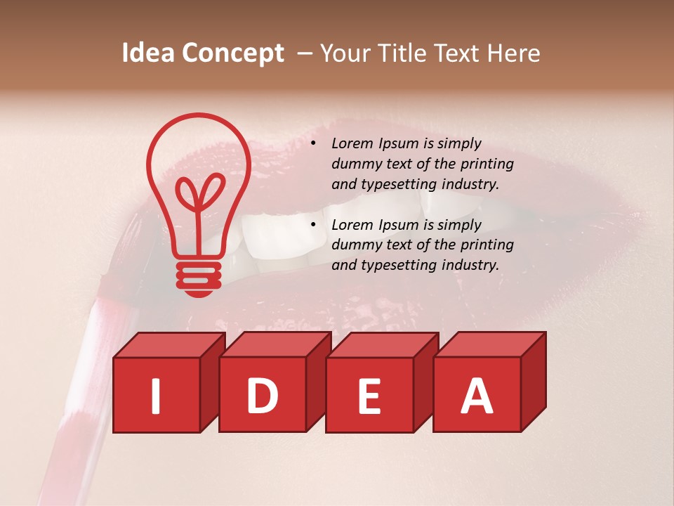 A Woman's Lips With A Lipstick Brush In Her Mouth PowerPoint Template