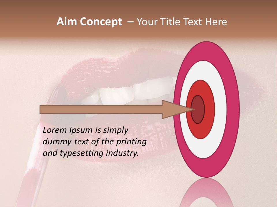 A Woman's Lips With A Lipstick Brush In Her Mouth PowerPoint Template