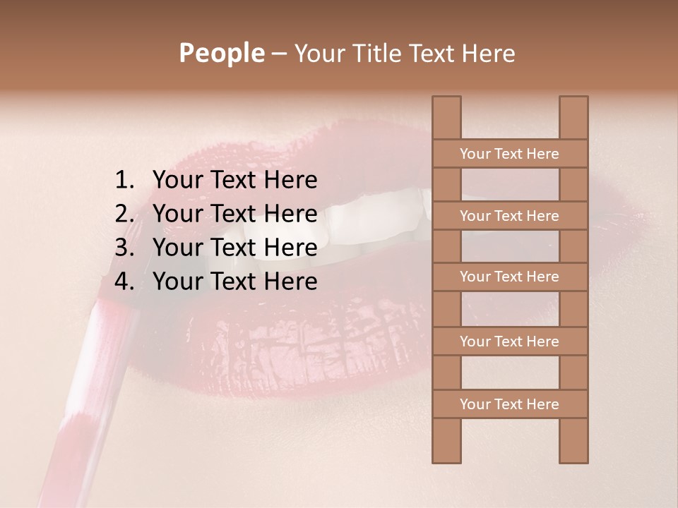 A Woman's Lips With A Lipstick Brush In Her Mouth PowerPoint Template