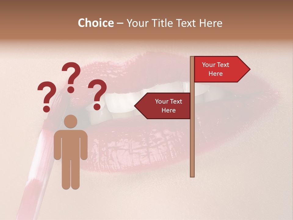 A Woman's Lips With A Lipstick Brush In Her Mouth PowerPoint Template