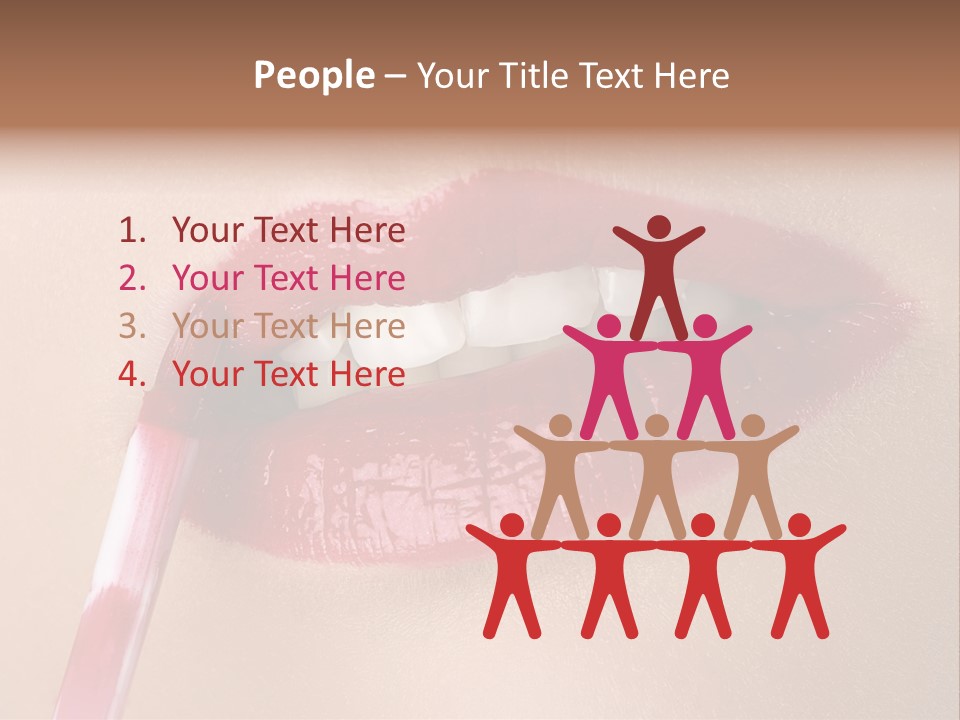 A Woman's Lips With A Lipstick Brush In Her Mouth PowerPoint Template