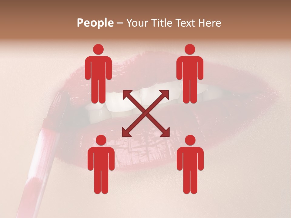 A Woman's Lips With A Lipstick Brush In Her Mouth PowerPoint Template