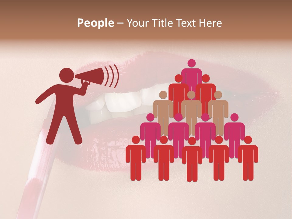 A Woman's Lips With A Lipstick Brush In Her Mouth PowerPoint Template