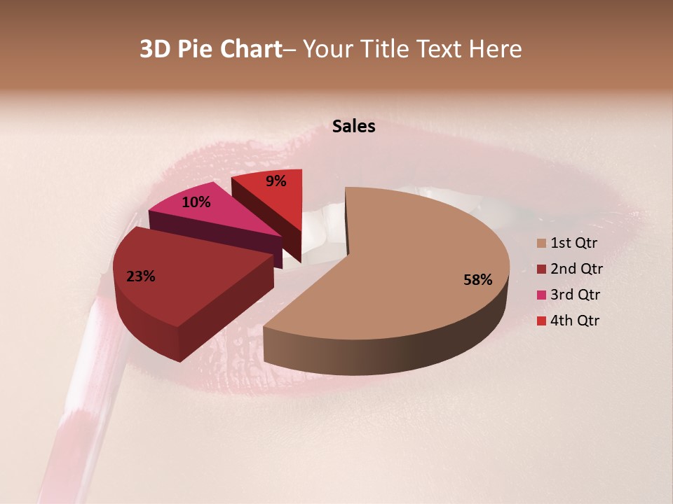 A Woman's Lips With A Lipstick Brush In Her Mouth PowerPoint Template