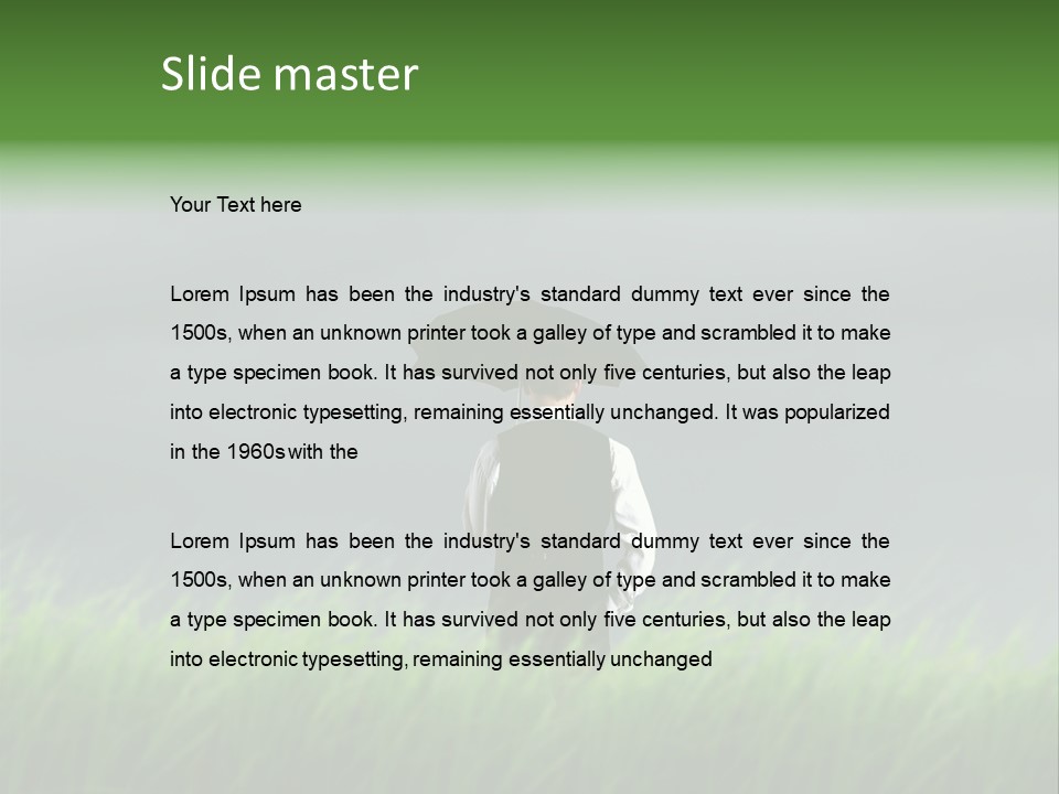 A Man Standing In A Field Holding An Umbrella PowerPoint Template