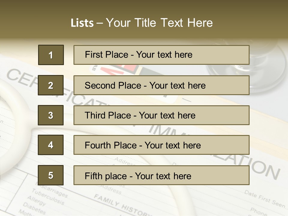 Closeup Admittance Records PowerPoint Template