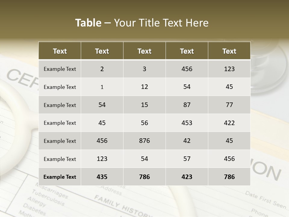 Closeup Admittance Records PowerPoint Template