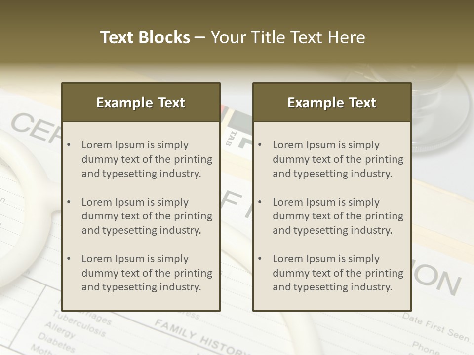 Closeup Admittance Records PowerPoint Template