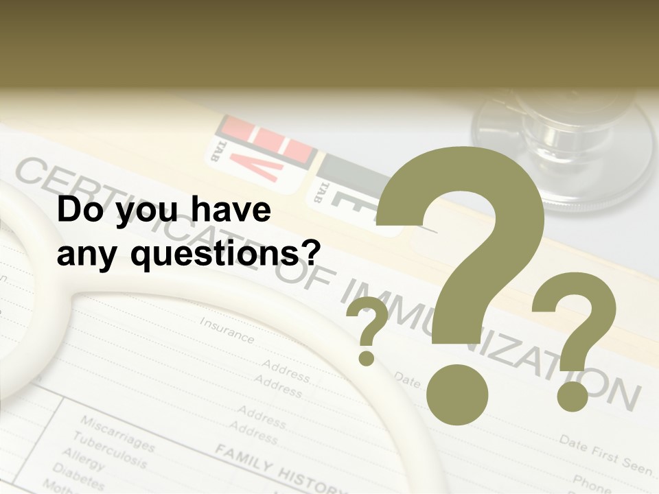 Closeup Admittance Records PowerPoint Template