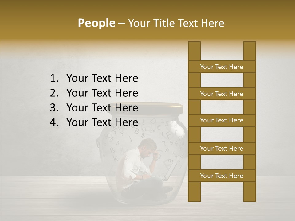 A Man Sitting Inside Of A Glass Jar PowerPoint Template