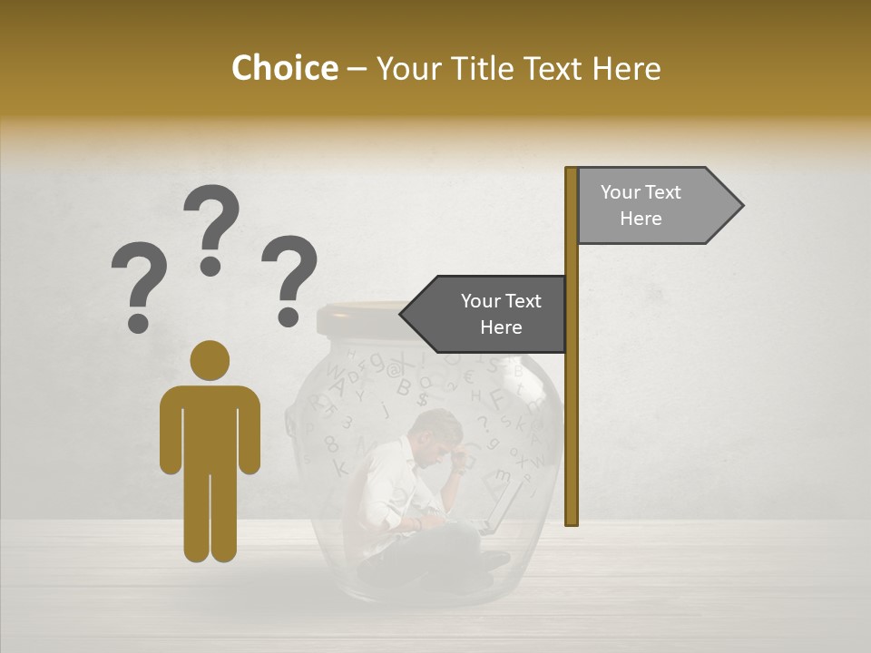 A Man Sitting Inside Of A Glass Jar PowerPoint Template