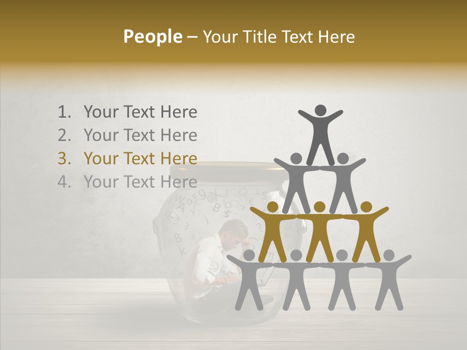 A Man Sitting Inside Of A Glass Jar PowerPoint Template