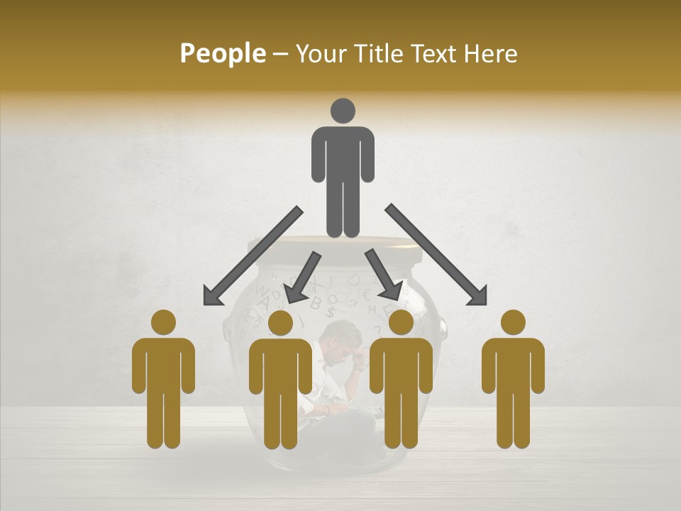 A Man Sitting Inside Of A Glass Jar PowerPoint Template