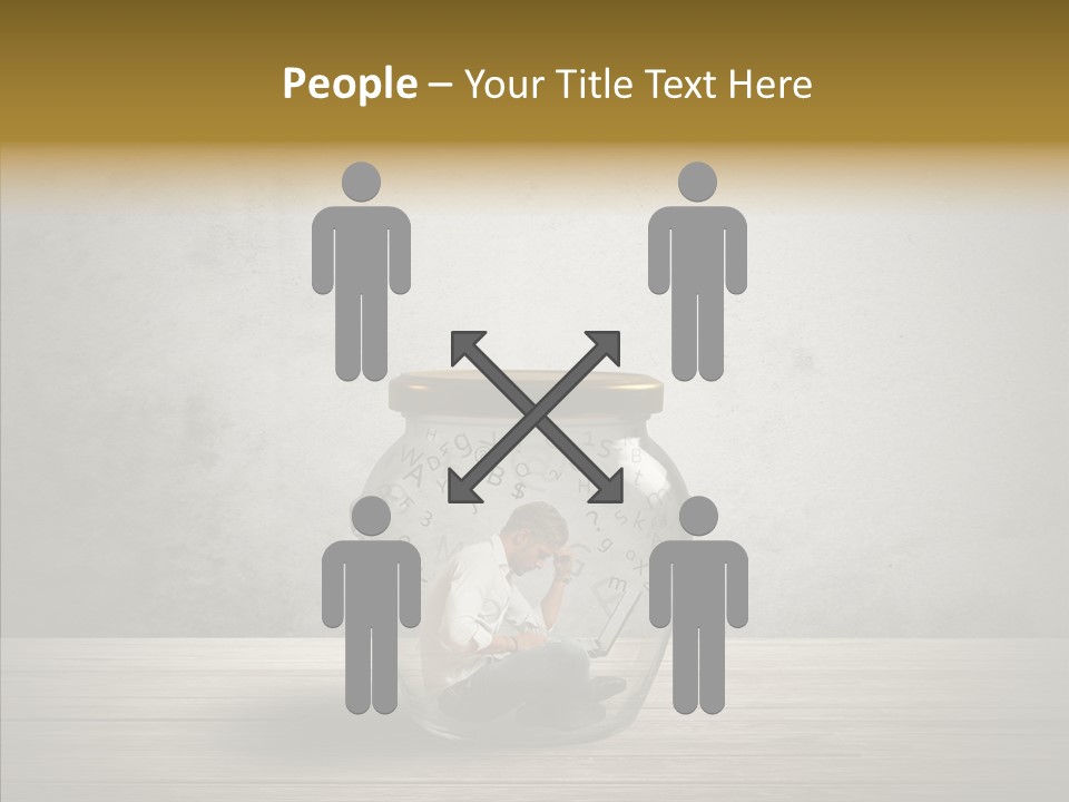 A Man Sitting Inside Of A Glass Jar PowerPoint Template
