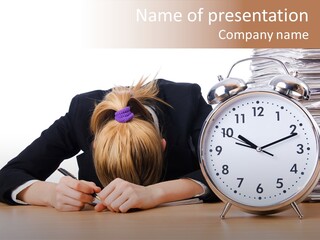 Work Late Person PowerPoint Template