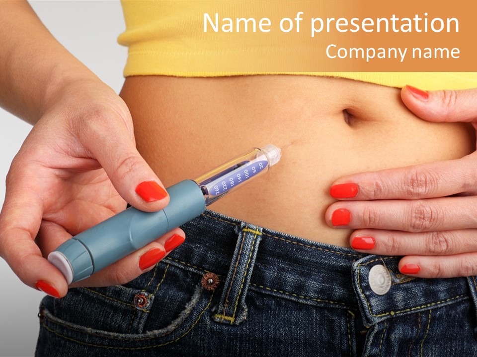 A Woman Is Holding A Pen In Her Stomach PowerPoint Template