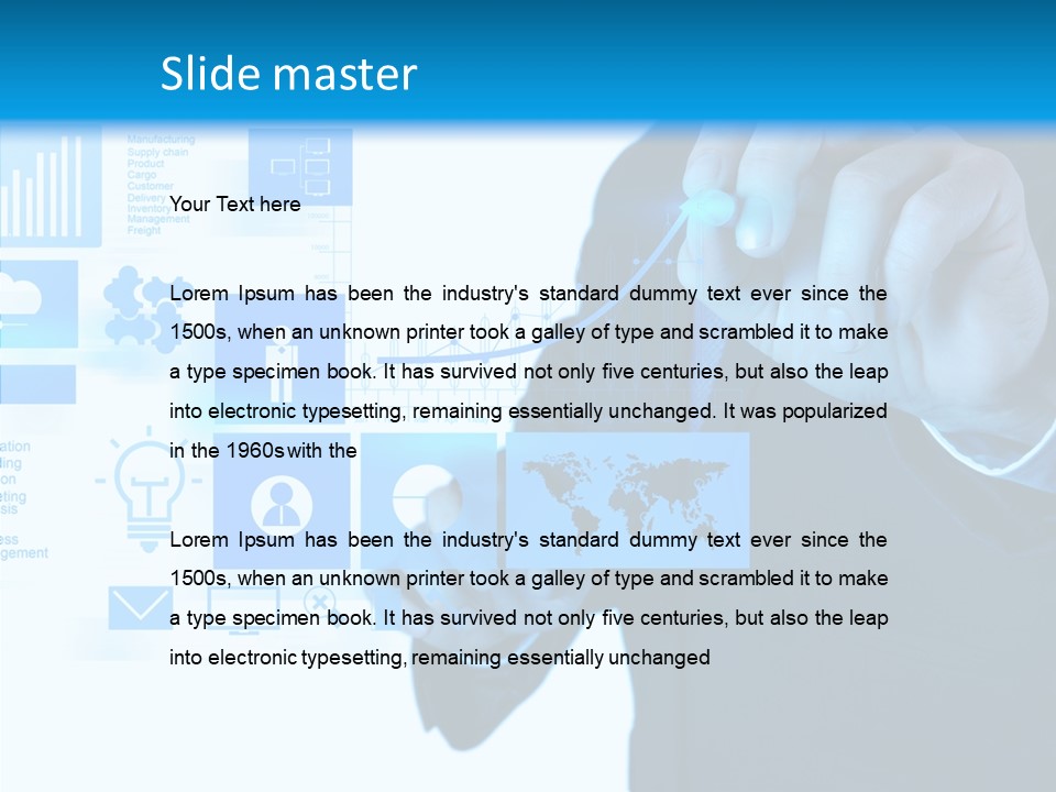 A Man In A Suit Writing On A Screen PowerPoint Template