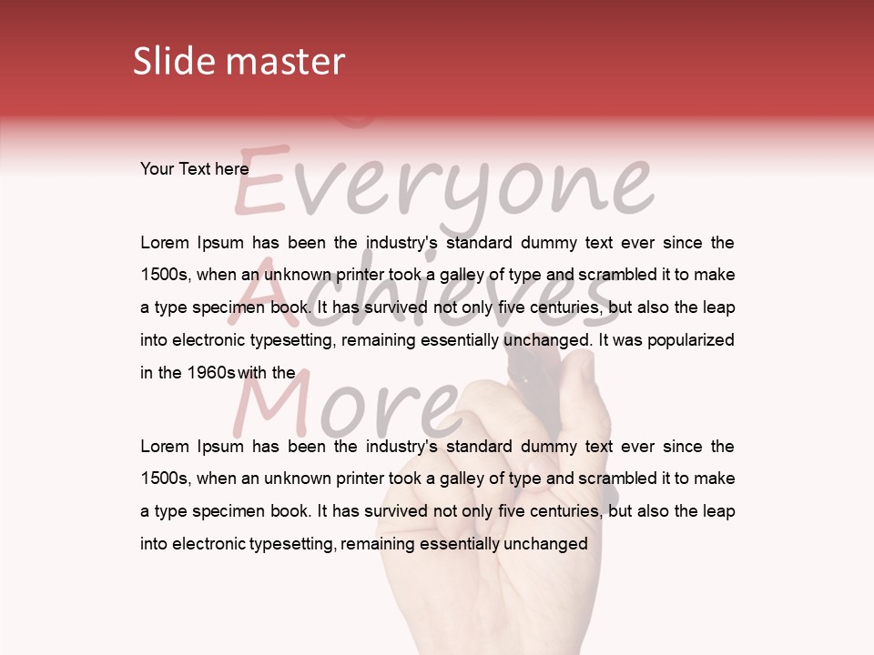 A Hand Writing On A Whiteboard With The Words Together Everyone Achieves More PowerPoint Template