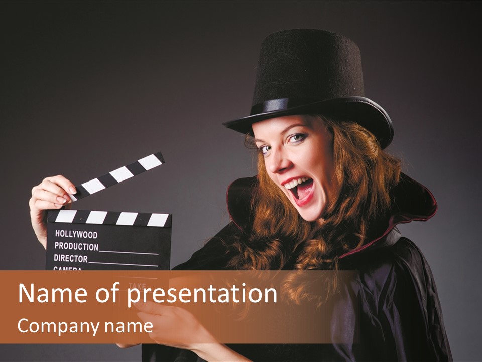 Clapper Hollywood Chalkboard PowerPoint Template