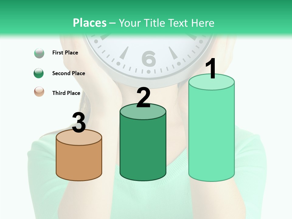 A Woman Covering Her Face With A Clock PowerPoint Template