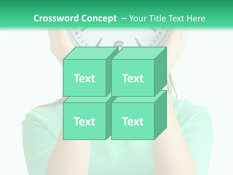 A Woman Covering Her Face With A Clock PowerPoint Template