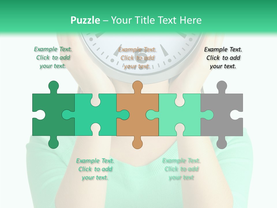 A Woman Covering Her Face With A Clock PowerPoint Template