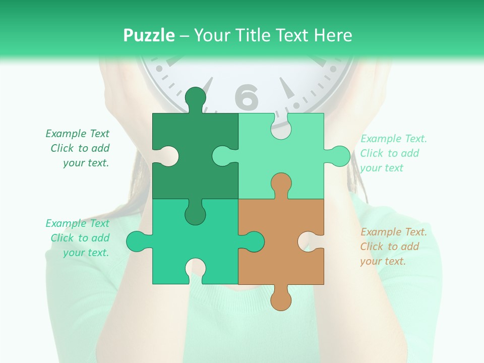 A Woman Covering Her Face With A Clock PowerPoint Template