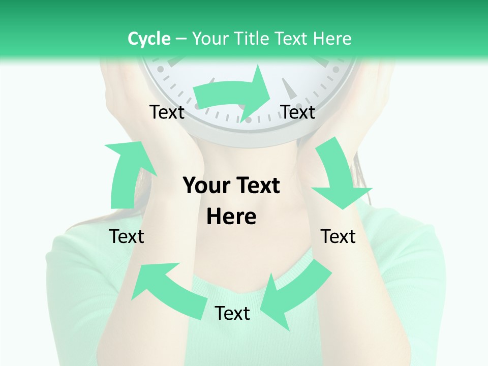 A Woman Covering Her Face With A Clock PowerPoint Template