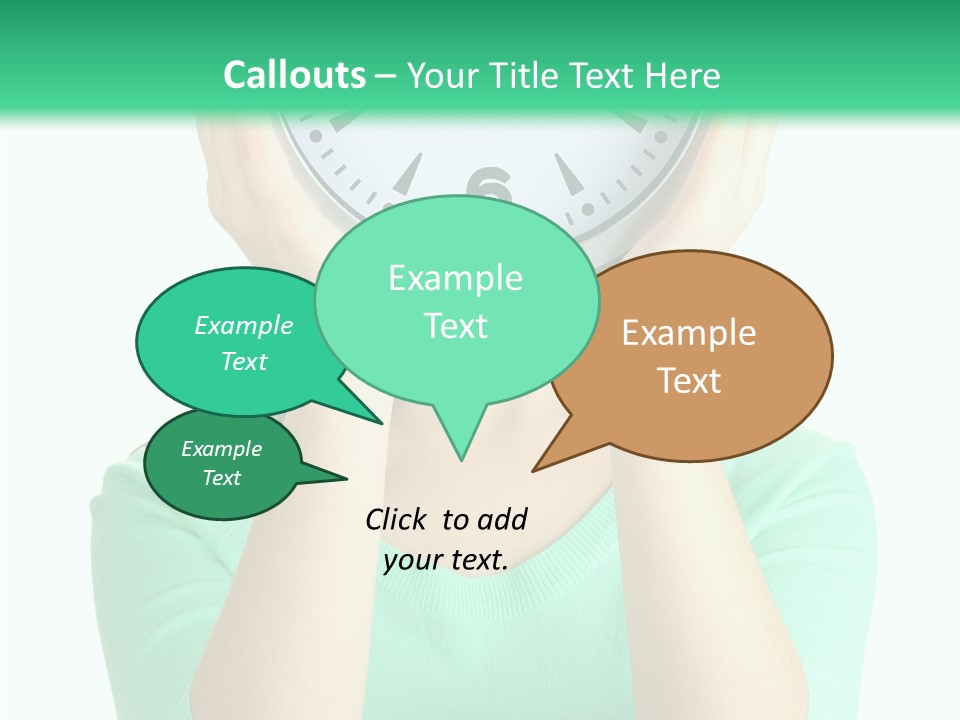 A Woman Covering Her Face With A Clock PowerPoint Template