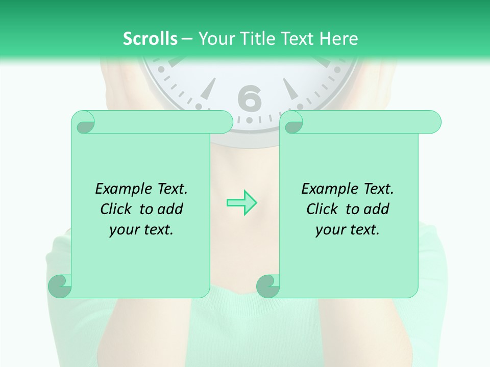 A Woman Covering Her Face With A Clock PowerPoint Template